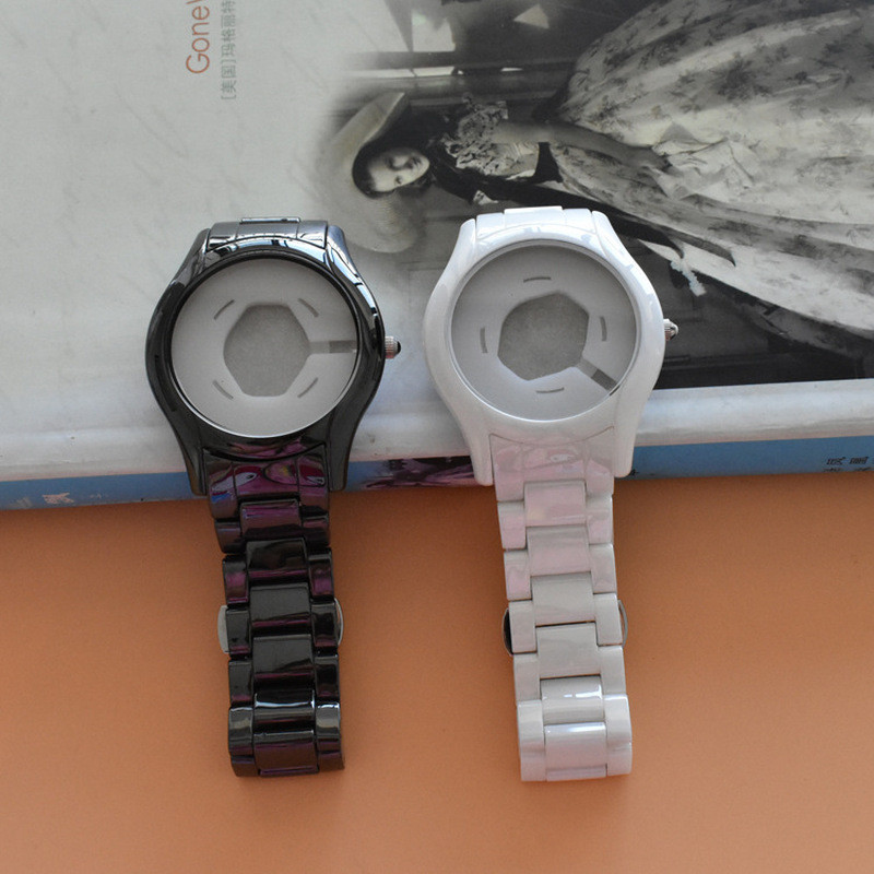 เหมาะสําหรับ Mani AR1442/	 E7C9C4-14401440สีดําเซรามิกสายนาฬิกากรณีสร้อยข้อมือเซรามิกชุดพิเศษสายนาฬิ