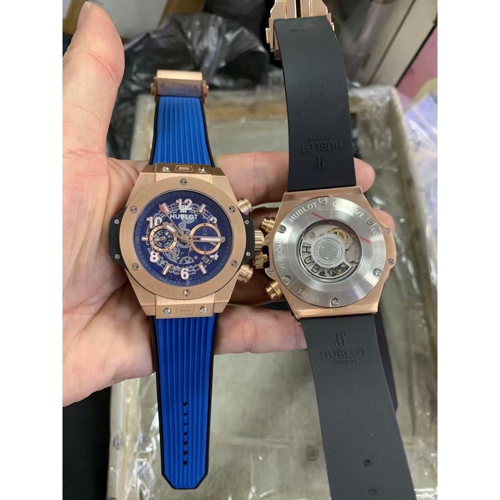 Rose Gold Case Mens Automatic Mechanical Transparent Case Design Watch 45mm