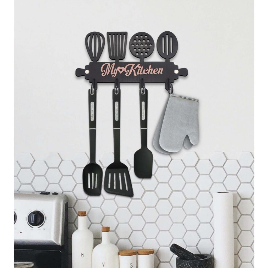 GANTUNA LIVING - MY KITCHEN ชั้นวางของติดผนัง (พร้อมตะขอแขวน 4 อัน) T997