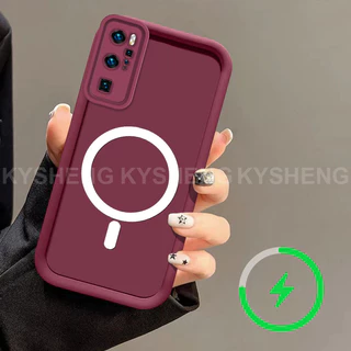 สําหรับ Huawei P20 P30 P40 P50 P60 PRO P20 PLUS เคสโทรศัพท์ชาร์จแม่เหล็ก Simple anti drop ถุงลมนิรภัยซิลิโคน TPU soft shell 012