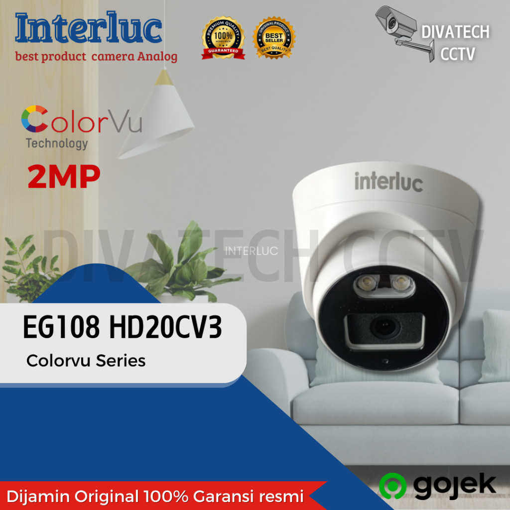 INTERLUC EG108 HD20CV3 ANALOG 2MP COLORVU/เลนส์ INDOOR 2.8mm