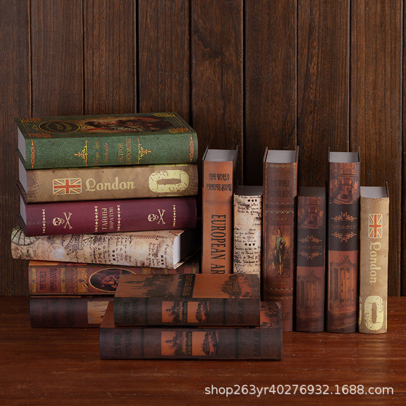 ย้อนยุคคิดถึงหนังสือปลอมจําลองหนังสือตกแต่งร้านกาแฟโรงแรมพร็อพรุ่นตกแต่งนุ่มสร้างสรรค์ตกแต่งหนังสือ