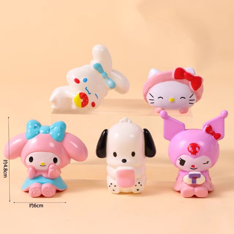 การ์ตูน คุโรมิ อุปกรณ์ตกแต่งเค้กเหมาะสําหรับสาวและเด็กวันเกิดปาร์ตี้ขนมตกแต่งโต๊ะ ปลั๊ก อุปกรณ์ของเล่นพลาสติก