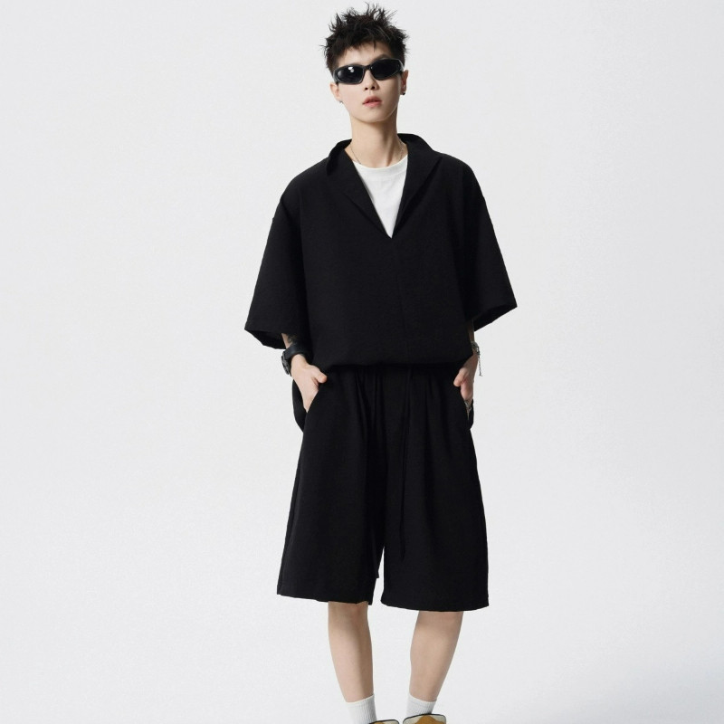 M-8XL ชุดเกาหลีสำหรับผู้ชาย ขนาดพิเศษ สไตล์ยีนส์ พร้อมเสื้อยืดแขนสั้นและกางเกงขาสั้น ราคา ถูกที่สุด ดีลบีเคเค แกลเลอรีภาพที่ 2
