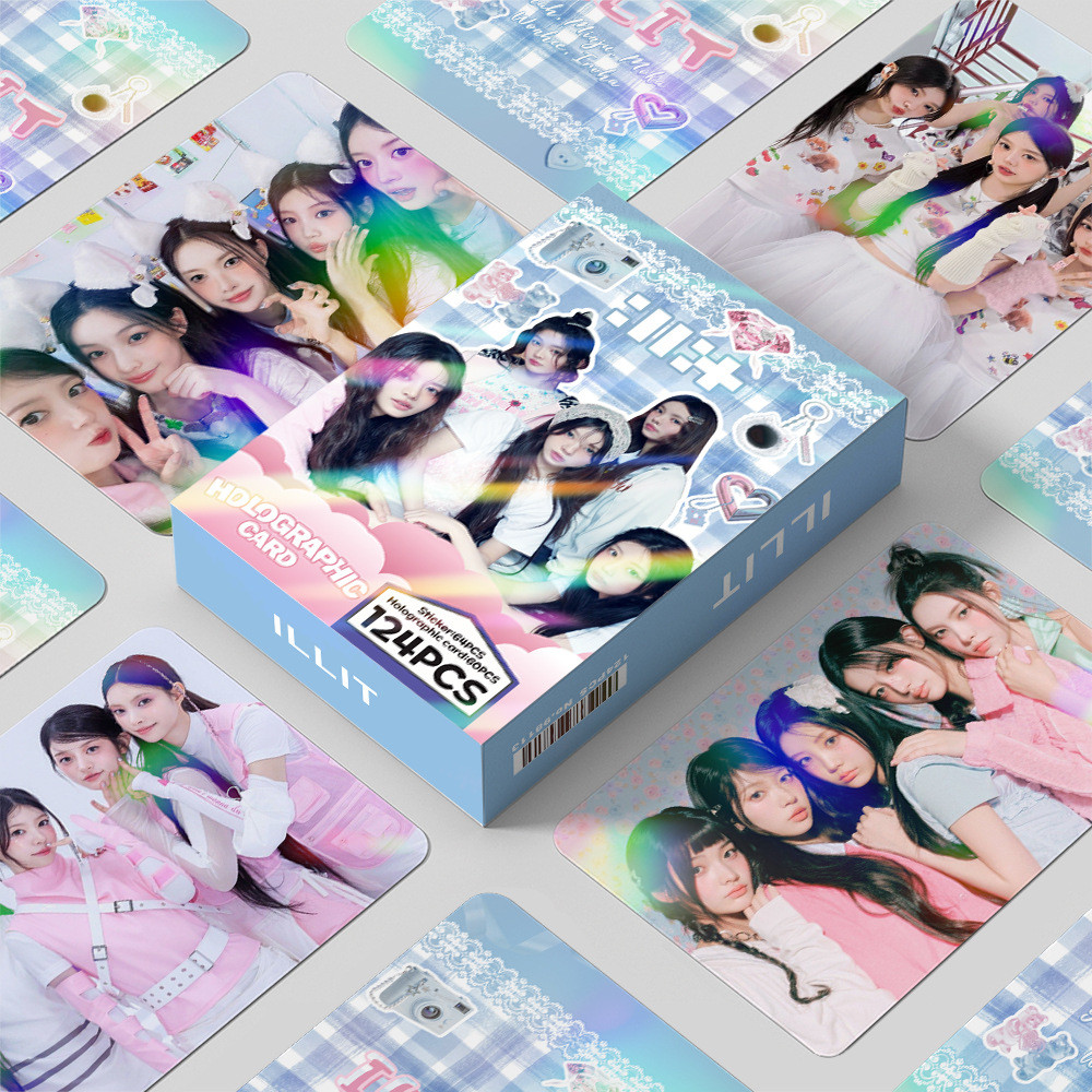 Kpop ILLIT เลเซอร์ Photocard Lomo Card โปสการ์ด 60 ชิ้นการ์ด + 64 ชิ้นสติกเกอร์