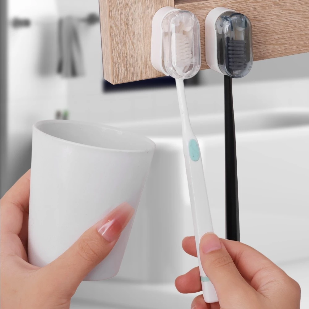 BUJOY ที่เก็บแปรงสีฟัน ไม่มีการเจาะ ฝาครอบกันฝุ่นแปรงสีฟัน Toothbrush Holder