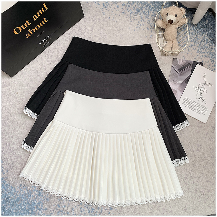 Floerns S-6XL กระโปรงจีบเอวสูงสไตล์ใหม่หวานๆ ในช่วงฤดูร้อน กระโปรงลูกไม้เย็บต่อกันสั้นป้องกันแสง - รูปที่ 6