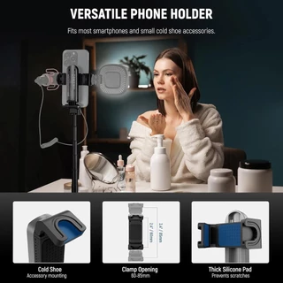 NEEWER P15 ขาตั้งกล้องเซลฟี่ – รีโมทบลูทูธแบบถอดได้ 360° ที่วางโทรศัพท์และรองเท้าเย็นสําหรับ วิดีโอบล็อก/สตรีมมิ่งสด