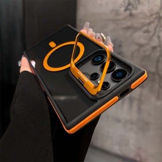 SAMSUNG หรูหราโปร่งแสงเลนส์โลหะวงเล็บเคสโทรศัพท์แม่เหล็กสําห…