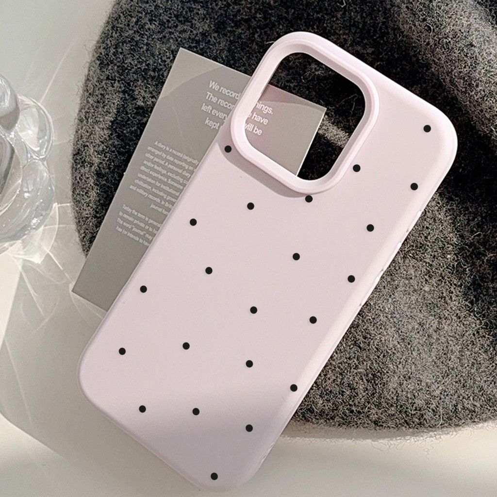 Bean สีม่วงจุดสีดําขนาดเล็ก, ขาตั้งเมฆสีม่วง-เทา, TPU สําหรับ apple iphone12 13 14 15 16pro max plus - รูปที่ 2