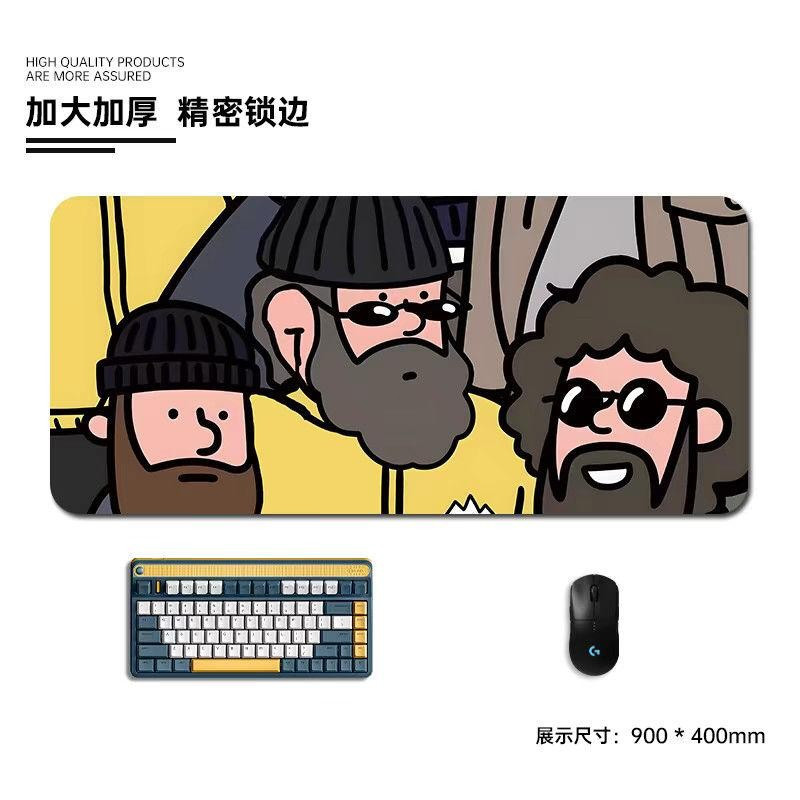 แผ่นรองเมาส์สําหรับเล่นเกม Man แบบการ์ตูนย้อนยุค - แผ่นรองโต๊ะได้ถึง 90x40 ซม. ฐานกันลื่นสําหรับการประชุมเชิงปฏิบัติการ ตกแต่งสํานักงานและ Geek Decor