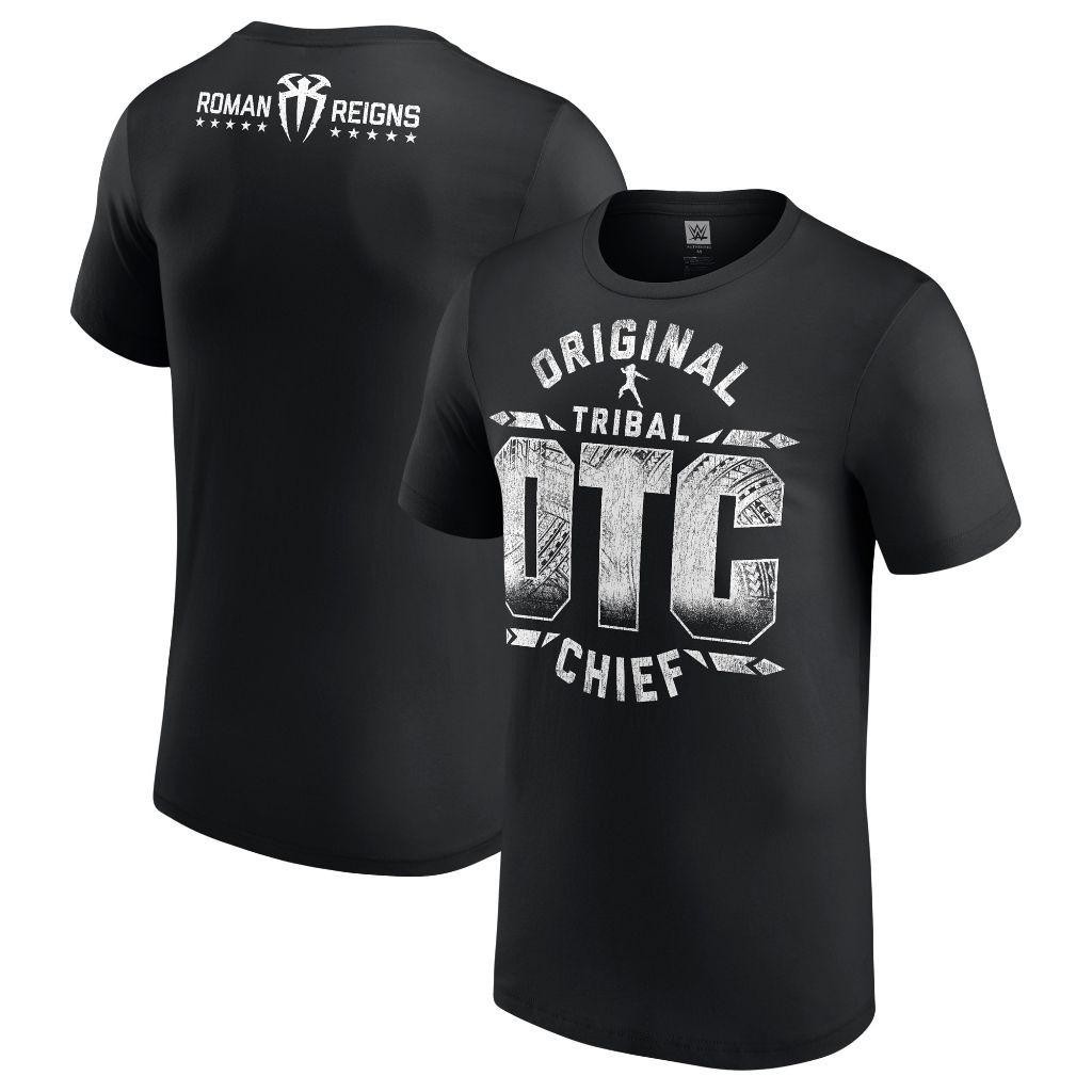 เสื้อยืด Black Roman Reigns OTC 10-Star สําหรับผู้ชายผ้าฝ้ายพรีเมี่ยม