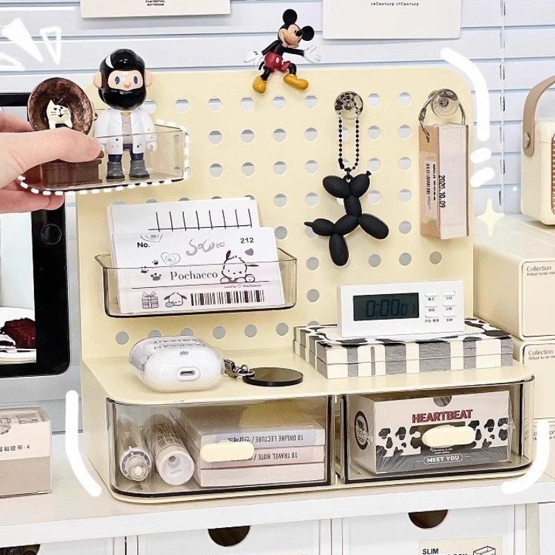 BHQ กล่องจัดระเบียบโต๊ะทำงาน วางซ้อนกันได้ แผ่นติดผนัง ไม่ต้องเจาะรู สำหรับพื้นที่เล็ก - รูปที่ 7