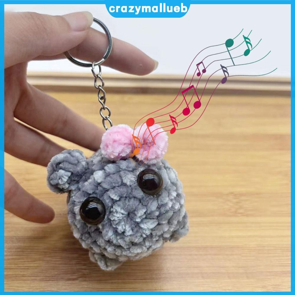 Sad Hamster Meme Sound Music Plush ของเล่นจี้พวงกุญแจโบว์โครเชต์ Plush Sad Hamster Meme โครเชต์ตุ๊กต