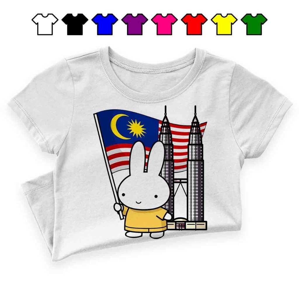 Miffy Merdeka T เสื้อเด็กผู้หญิง Baju Unisex Kemeja แฟชั่นเด็กผ้าฝ้ายผ้าเด็ก Viral Tee Pilihan pelba
