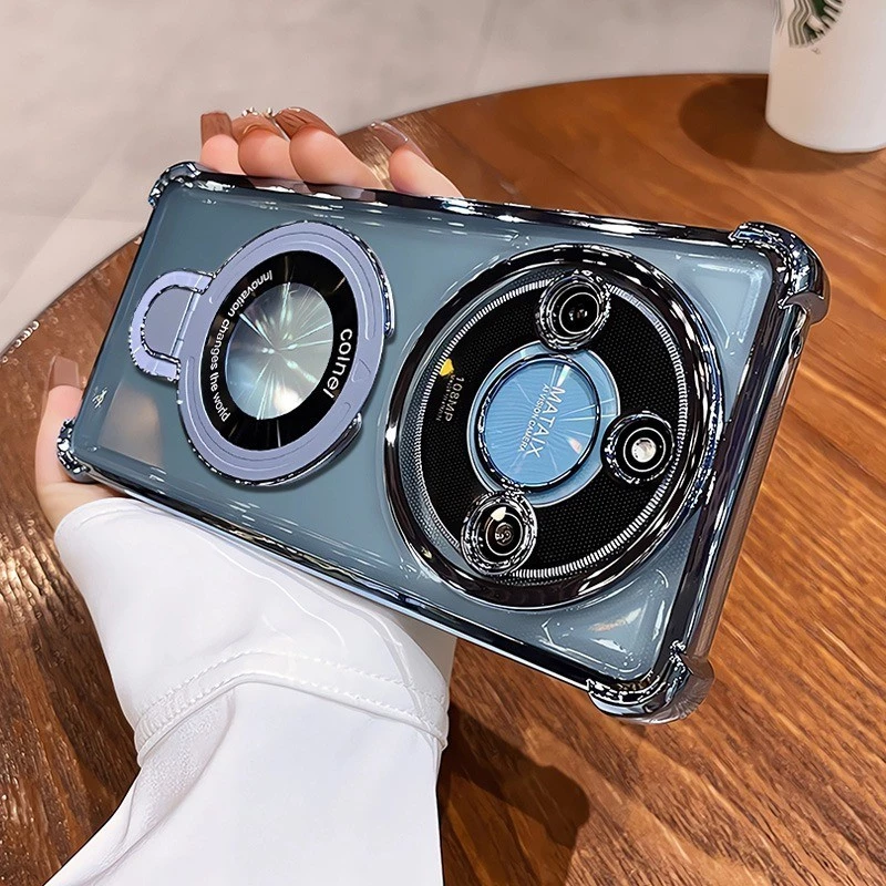 สําหรับ Honor X9C X9A X9B Honor X9C สมาร์ท 5G แหวนยึดแม่เหล็กชุบเคสโทรศัพท์กล้องป้องกัน Kickstand กันกระแทกซิลิโคนนุ่ม
