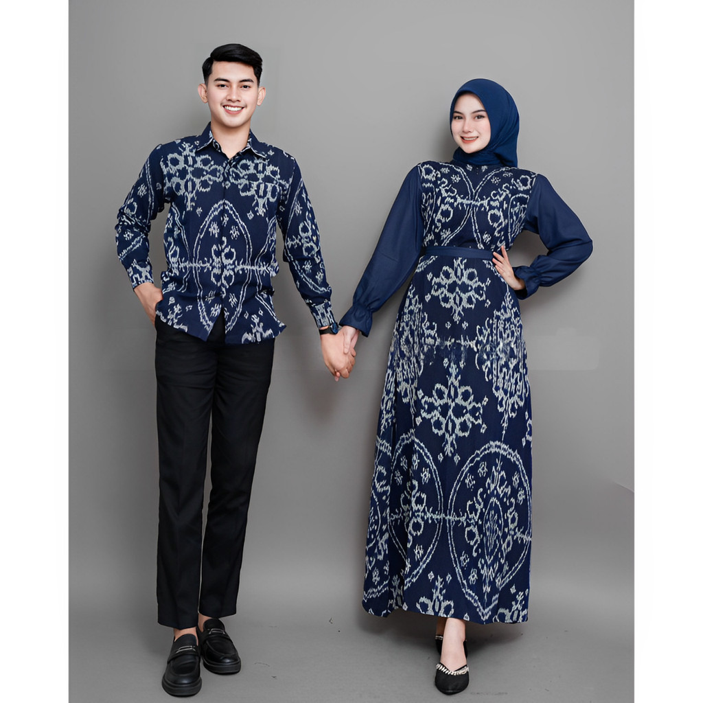 BELVIA NAVY COUPLE WOVEN CLOTHES - COUPLE WOVEN CLOTHES - MODERN COUPLE WOVEN CLOTHES VIRAL OUTFIT