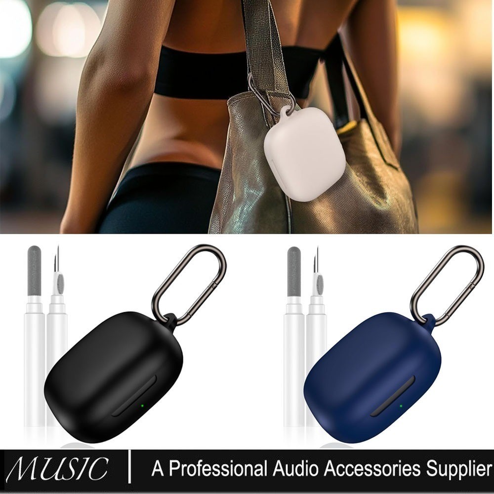 เคสสําหรับ Honor EarBuds Open Case ผิวป้องกันซิลิโคนอ่อนนุ่มพร้อมคาราบิเนอร์ + ชุดทําความสะอาดสําหรั