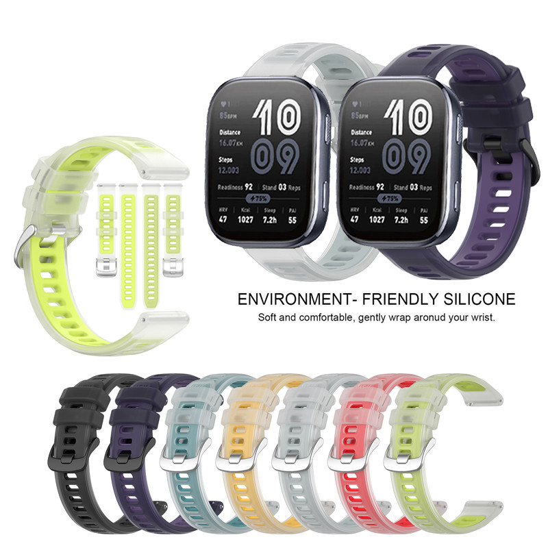 สายรัดกีฬาสีเยลลี่ขนาด 20 22 มม. สําหรับ Huami Amazfit Bip 6 / 5 / 3 Pro / Lite SU ซิลิโคนใส