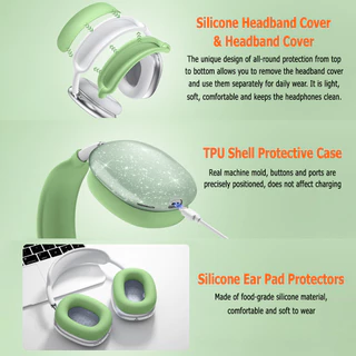 เคส 3 in 1 TPU+ซิลิโคน สำหรับ AirPods Max, เคสหูฟังแบบนิ่ม/เคสแผ่นรองหูฟัง/เคสที่คาดผม สำหรับ AirPods Max