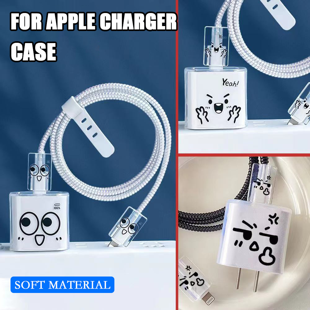 รูปแบบตาโตเข้ากันได้สําหรับ iPhone Charger Protector ฝาครอบ 18w 20w A2244 ป้องกันสายหูฟังป้องกัน