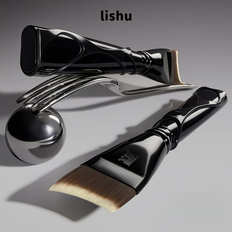 LISHU แปรงรองพื้น พังค์ แปรงรองพื้น รูปตัว L แปรงแต่งหน้าคอนซีลเลอร์ บางเฉียบ เฉียง
