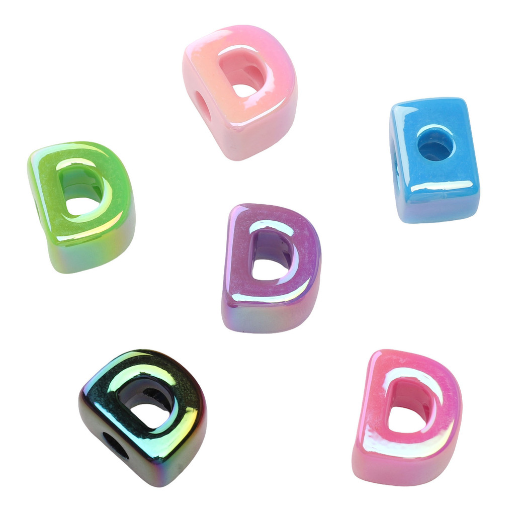 St.kunkka 5Pcs ลูกปัดชุบ UV พร้อมตัวอักษรภาษาอังกฤษ A-Z และสีอะคริลิค สำหรับทำสร้อยคอและสร้อยข้อมือ DIY - รูปที่ 3