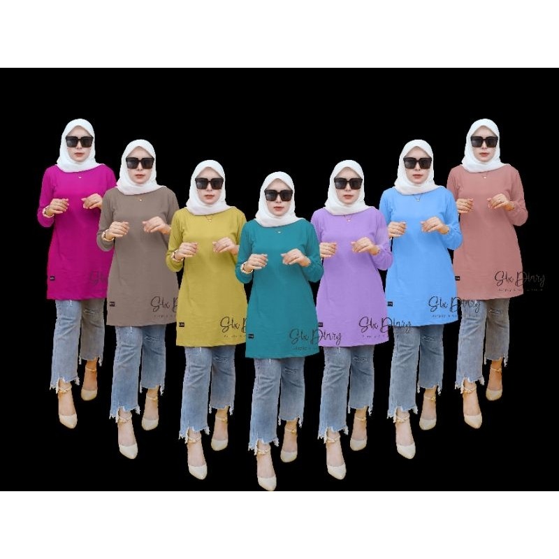 Womens Viral Tunic Top Plain Pleated Sleeves Six Diary ไซส์ S-5XL