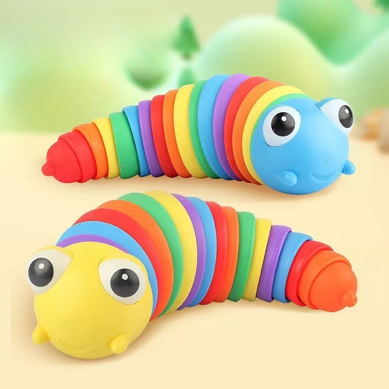 สีสัน Slug Snail ของเล่น Articulated ยืดหยุ่น 3D Slug Fidget ของเล่นทุกวัยบรรเทา Anti-Anxiety Sensory Great Decompression สัมผัสของเล่นสําหรับเด็ก