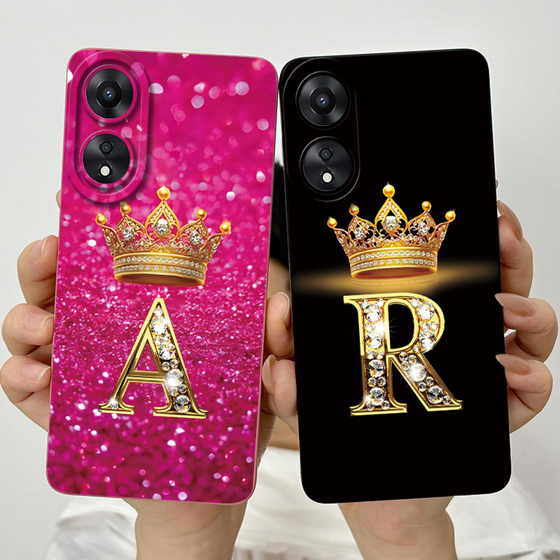 สําหรับ OPPO A78 4G CPH2565 / A78 5G CPH2483 แฟชั่นตัวอักษรเริ่มต้นคู่เคสโทรศัพท์ OppoA78 ซิลิโคนนุ่ม TPU เลนส์ป้องกันกรณี