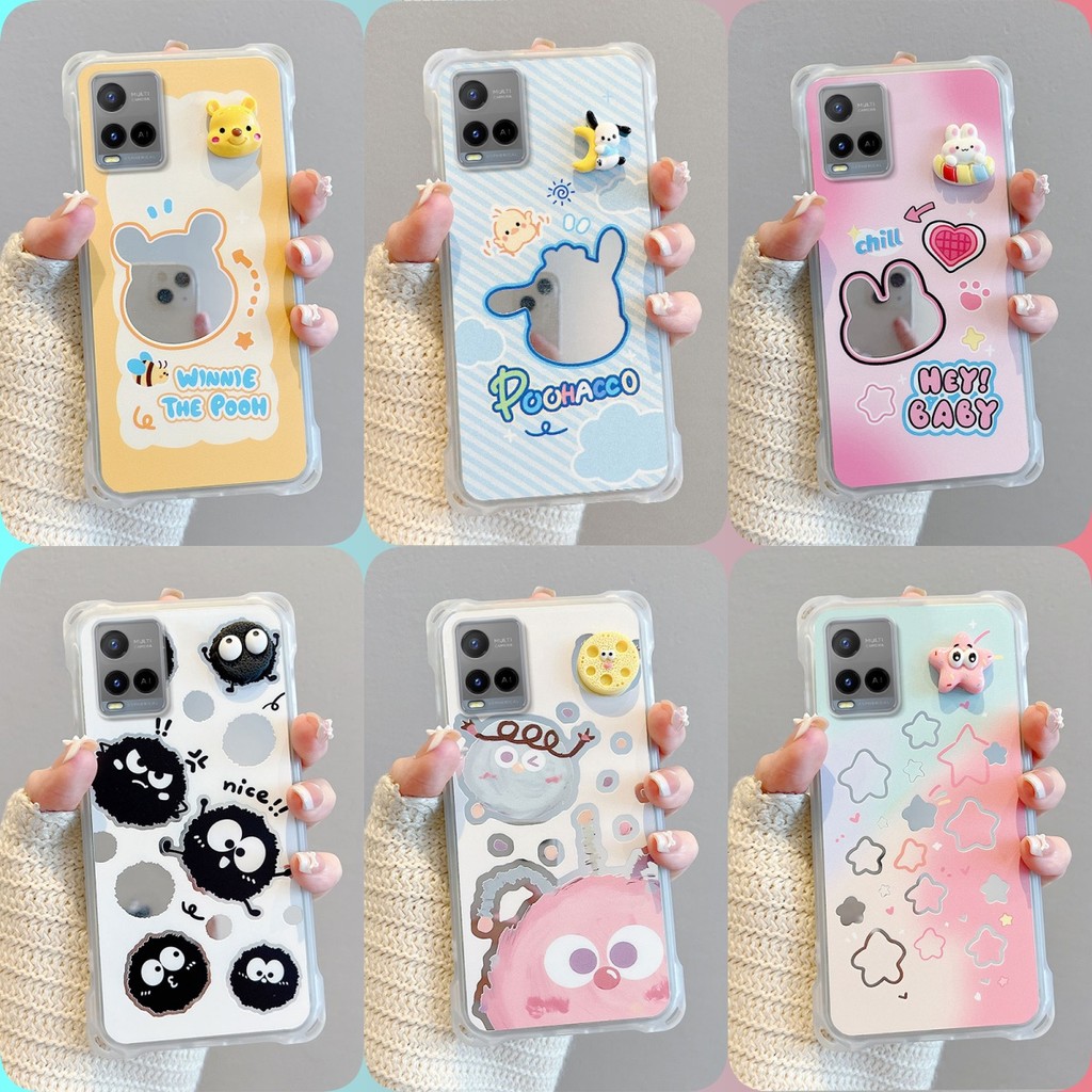 เคส VIVO Y21 Y21S Y21T Y33S Y33T T1X กระจก‌สี่มุมป้องกันกรณีโทรศัพท์หล่น