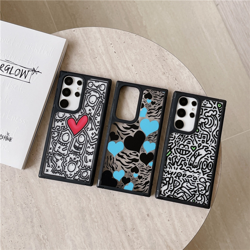 ในสต็อกline Graffiti HeartArmor สําหรับ Samsung Galaxy S24 + Ultra S22 Plus S23 FE A34 A35 A54 A55 A25 A15 คุณภาพสูงการ์ตูน Anti Impact Soft TPU ฝาครอบโทรศัพท์