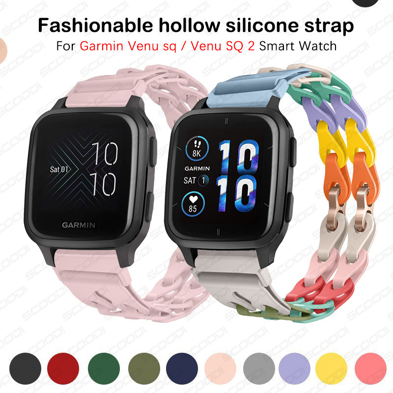 Hollow Out สายรัดซิลิโคนสําหรับ Garmin Venu SQ / Venu SQ 2 สร้อยข้อมือคู่สายรัดข้อมือกีฬาวงสีสันสดใส