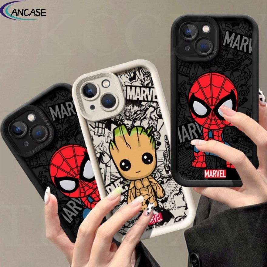 การ์ตูน Groot Spider-Man เคสโทรศัพท์สําหรับ OPPO Reno 4 5 6 8 10 11 Pro 11F 8T กันกระแทก Tpu ปกอ่อน