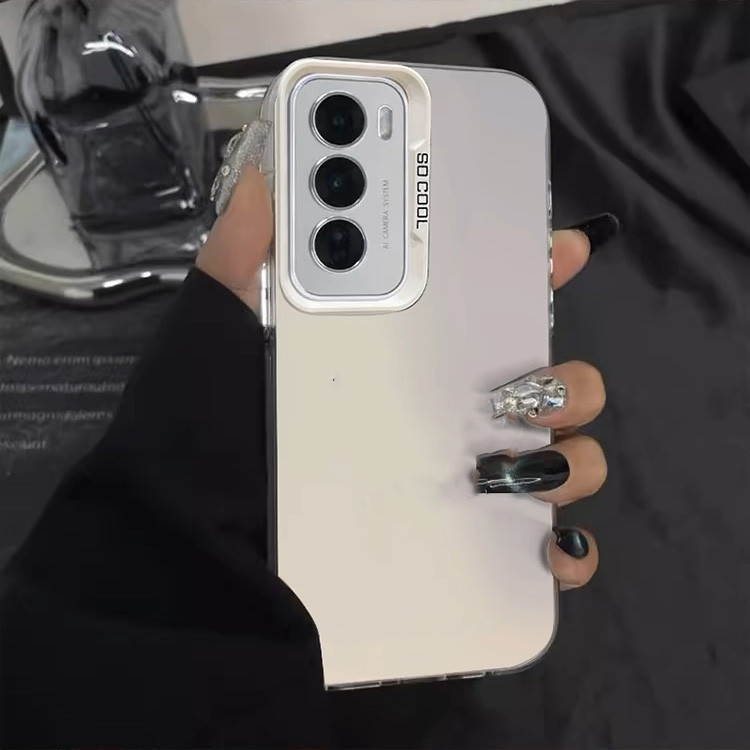 375.เคสโทรศัพท์มือถือแบบแข็ง ผิวด้าน สีเงิน Oppo A5Pro A5X Reno12 Reno12Pro A3X Reno 11F 11 13 Pro A3Pro A3 A60 - รูปที่ 2