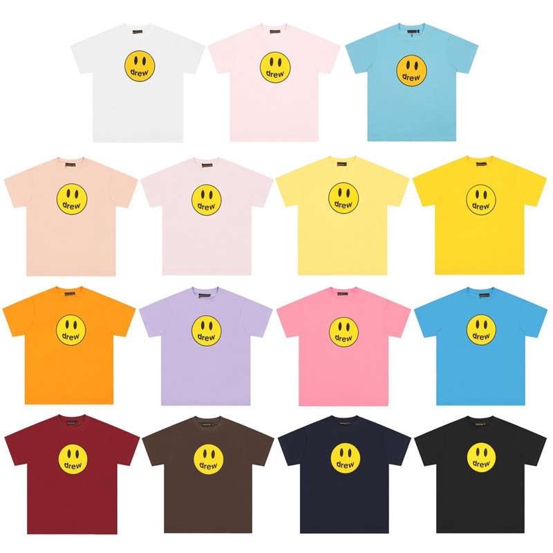ถนนแฟชั่นผู้ชายและผู้หญิงผ้าฝ้ายเสื้อยืดหน้ายิ้มพิมพ์เสื้อแขนสั้นเสื้อเสื้อลําลอง