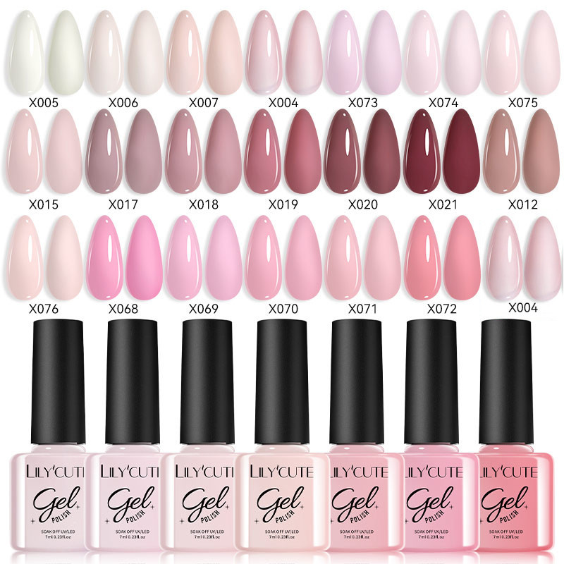 Lilycute เล็บเจล UV LED สีชมพูเจลเล็บ Long-Lasting Nail Art DIY Salon Home สําหรับผู้หญิง