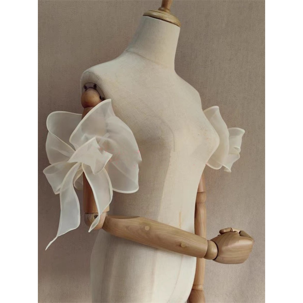 แขนเจ้าสาวที่ถอดออกได้โบว์ ออร์แกนซ่า ชุดแต่งงานของผู้หญิงพรรคชุดอุปกรณ์เสริม