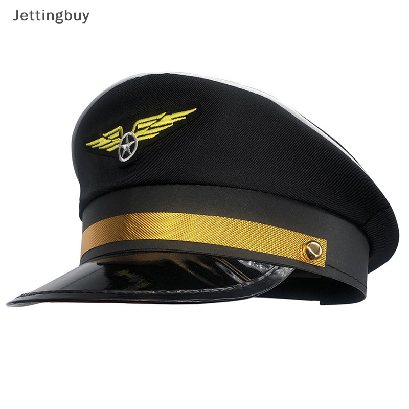 [Jettingbuy] หมวกกัปตันหมวกกองทัพเรือปาร์ตี้เครื่องแต่งกายตํารวจกะลาสีหมวกกัปตันเที่ยวบินเรือ Nautical แอร์โฮสเตส สต็อกใหม่