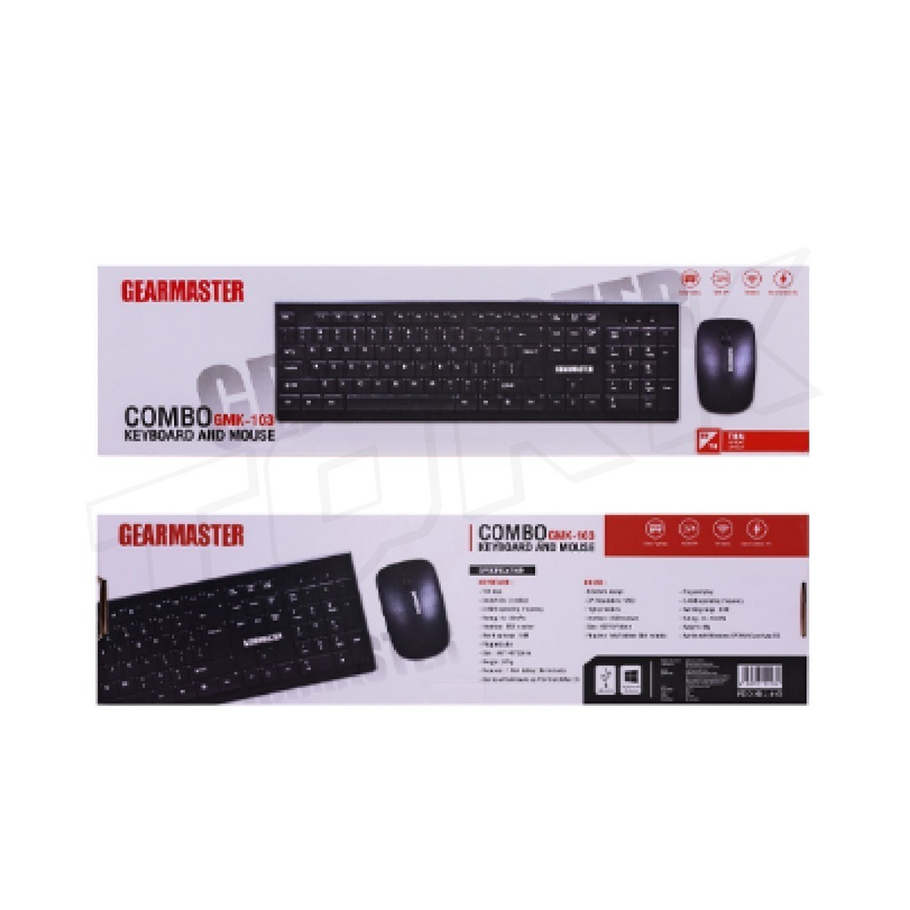 GEARMASTER GMK-103  คีย์บอร์ดและเม้าท์ไร้สาย Keyboard+Mouse Wireless
