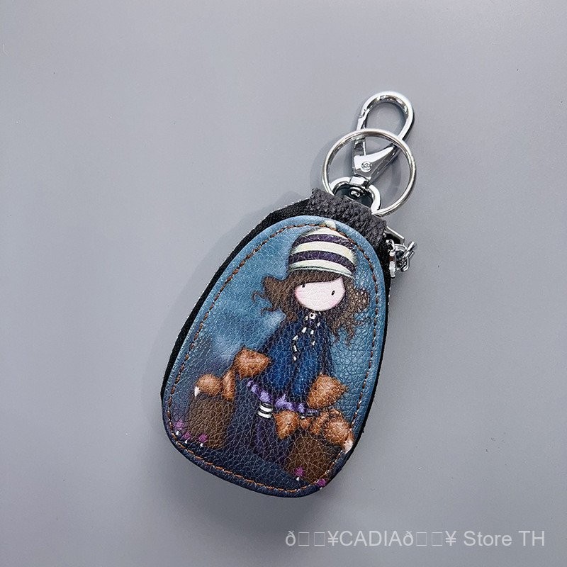 สินค้าใหม่2024กระเป๋าใส่กุญแจหนังผู้หญิงกระเป๋าใส่เหรียญสไตล์ย้อนยุคแฟชั่นซิปห้อยกระเป๋าใส่กุญแจรถพิมพ์สีกระเป๋าผู้หญิงของขวัญ - รูปที่ 2