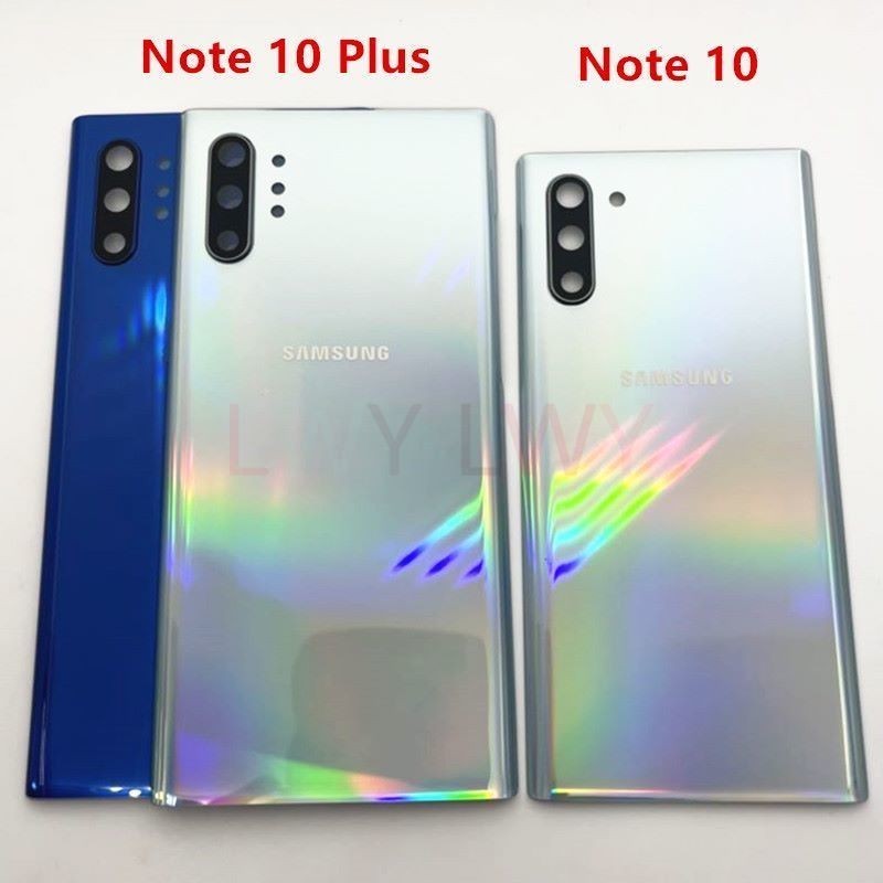 ใหม่สําหรับ Samsung Galaxy Note10 N970 หมายเหตุ 10 plus N975 ฝาหลังแบตเตอรี่ด้านหลังประตูกรณีแผงกระจกกล้องเลนส์อะไหล่