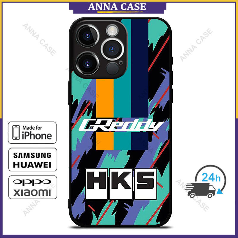 Hks Retro รูปแบบเคสโทรศัพท์สําหรับ iPhone 16 Pro Max / 15 Pro Max / 14 Pro Max / Samsung Galaxy S24 Ultra เคสป้องกัน CC12
