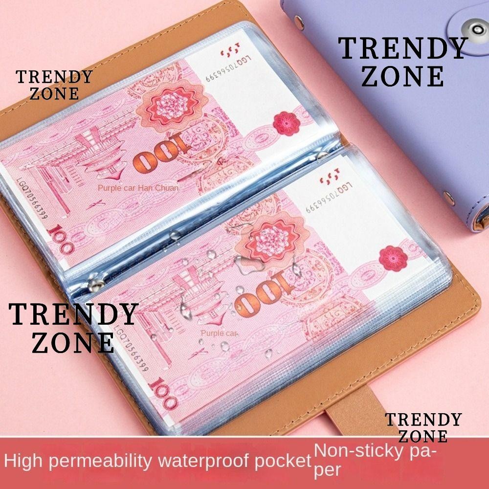 Trendyzone 100 ซองเงินประหยัด Challenge, PU ประหยัดเงิน Mini Binder Saving Challenge, ตลกกันน้ําขนาดใหญ่ความจุ Budget Binder คู่