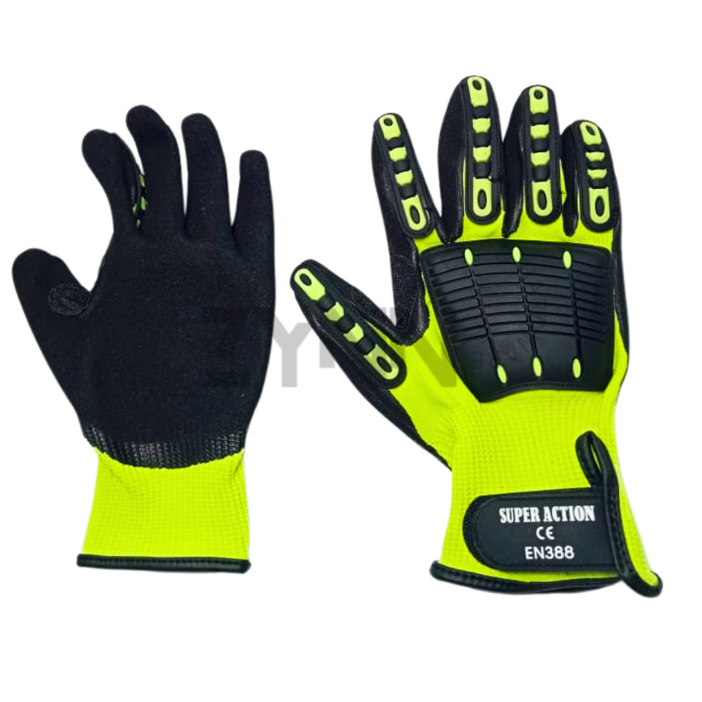 Impact GLOVE EN388 SUPER ACTION ออกแบบมาเพื่อป้องกันความเชื่อของมือในถ้วยเสี่ยงสูง