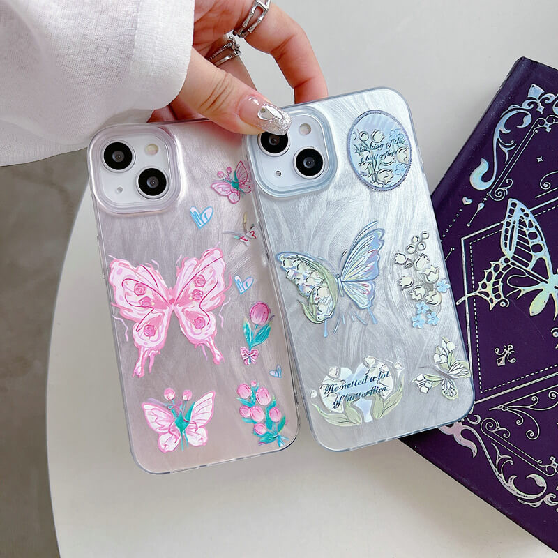 เคส Lovely Luxury Shockproof Butterfly Hard For Samsung Galaxy S24 S23 Ultra S21 FE 5G Plus S20 A51 