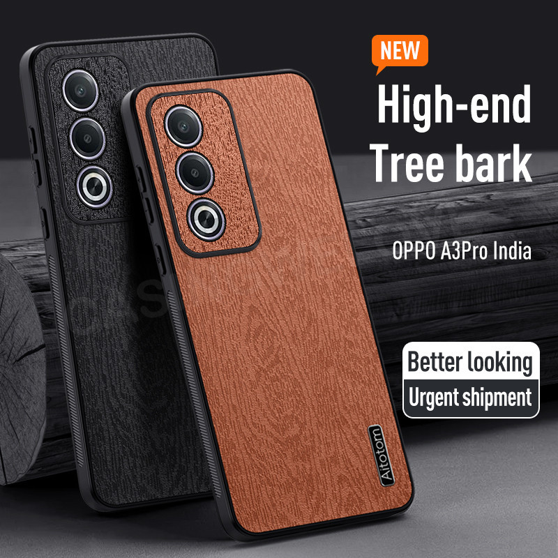 ปลอกสําหรับOppo A3 Pro A3x A3 Pro A5 A5i Pro 4G 5G 2025 Tree Grainปกหนังป้องกันAnti Fallและกันกระแทกเคสโทรศัพท์ ราคา ถูกที่สุด ดีลบีเคเค