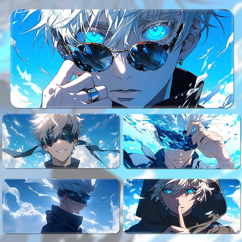 แผ่นรองเมาส์ Jujutsu Kaisen ขนาดใหญ่สองด้าน Nuo Gojo Go อะนิเมะแผ่นรองโต๊ะสําหรับเล่นเกมที่กําหนดเองแผ่นรองแป้นพิมพ์คอมพิวเตอร์