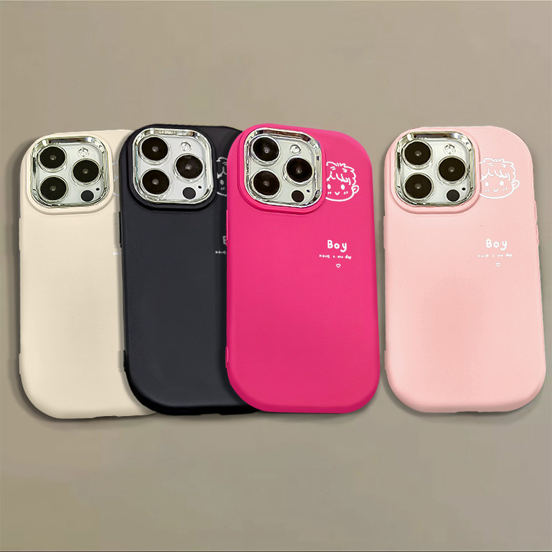 สีขาว Sketch Boy เคสโทรศัพท์สําหรับ IPhone 15 14 13 12 11 Pro Max XR X/XS Max 7 8 Plus ความงามมูลค่าสูงน่ารัก Anti Drop ซิลิโคนอ่อนนุ่มเคสโทรศัพท์