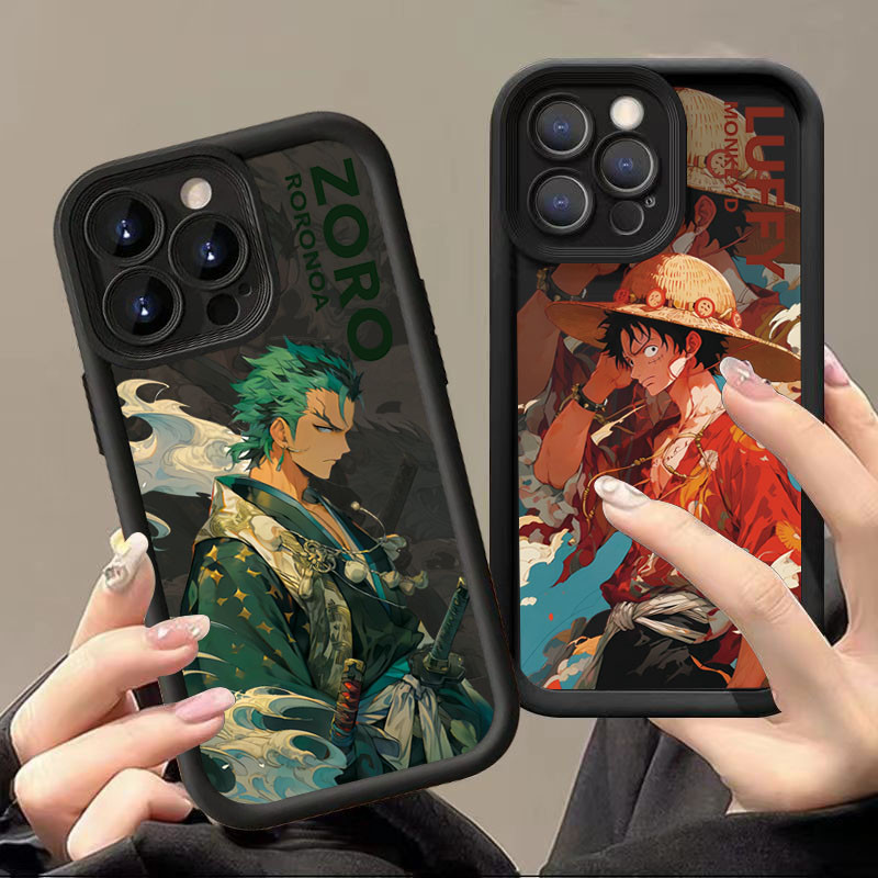 ปลอกเข้ากันได้สําหรับiphone 16 15 14 13 12 11 Pro Max iPhone XS Max X XR 8 7 Plus 12 13 Mini SE2020 2022 อะนิเมะOne Piece Cool Zoro Luffy Soft Matteกันกระแทกซิลิคอนฝาครอบ